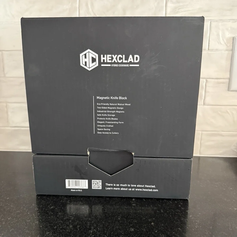 HEXCLAD Magnetic Walnut Knife Block Holder Open Box (Knife Not Included)